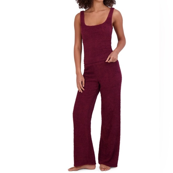 STEVE MADDEN Women's Scoop-Neck Chenille Sleep Tank Top Wide-Leg Sleep Pants - Picture 1 of 4